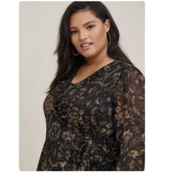 Torrid Chiffon Layered Tie-Front Surplice Tunic Blouse Top Size 3 (22-24) 3X NWT - Picture 9 of 11